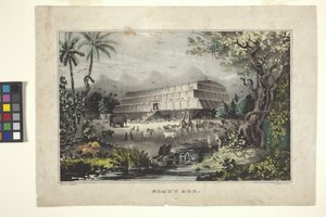 Noemova archa (ručně kolorovaná litografie) od Nathaniel Currier
