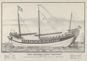 Čínský Junk Keying – kapitán Kellett – Jak se objevila v newyorském přístavu 13. července 1..., 1847. od Nathaniel Currier