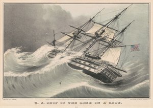 Americká loď linie ve vichřici od Nathaniel Currier