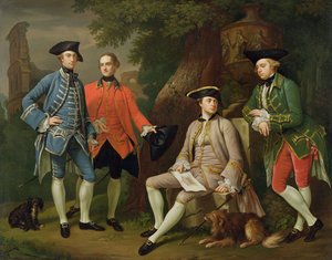 James Grant z Grantu, John Mytton, ctihodný Thomas Robinson a Thomas Wynne, kolem roku 1760