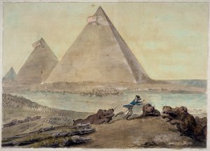 Napoleon po bitvě na Nilu, cca 1798-99 (černý inkoust a wc přes grafit na papíře)