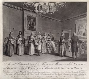 Přesné vyobrazení formy a způsobu, jakým jsou do nalezince přijímány opuštěné malé děti, 1749