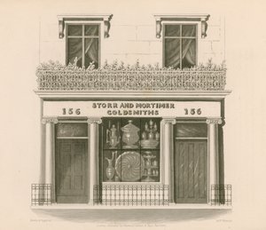 Prodejna v iontovém stylu pánů Storra a Mortimera, zlatníků a klenotníků, č. 156, Bond Street, Londýn od Nathaniel Whittock