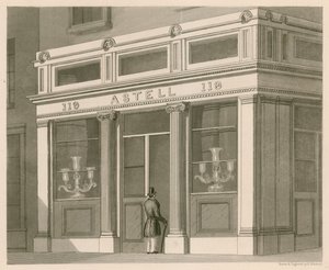 Předprodejna Astell, Wine and Spirit Warehouse, Grafton Street, Tottenham Court Road od Nathaniel Whittock