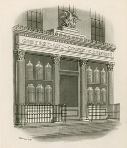 Prodejna před Godfrey a Cooke, Chemists, Conduit Street, Londýn od Nathaniel Whittock
