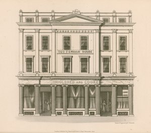 Prodejna před Shoolbred and Cooke, Drapers, Tottenham Court Road, Londýn od Nathaniel Whittock
