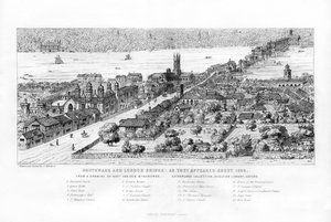 Southwark a London Bridge, jak se objevily kolem roku 1546, c1860.