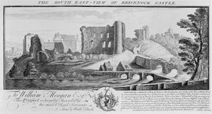 Jihovýchodní pohled na hrad Brecknock, 1741