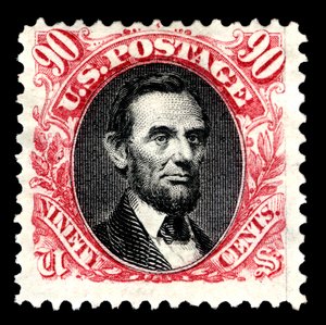 90c Abraham Lincoln znovu vydaný singl, 1875.