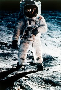 Buzz Aldrin na Měsíci, mise Apollo II, červenec 1969.