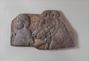 Cizí ženich v přítokovém průvodu, c.721-05 B.C. (sádra alabastr)