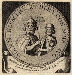 Byzantští císaři Herakleios a Konstantin III. od Netherlandish School