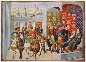 Harl 4380 f.40 Francouzský král Karel VI. přijímá anglické vyslance z 