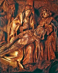 Smutek nad mrtvým Kristem, cca 1500 (zlacené a polychromované dubové dřevo) od Netherlandish School
