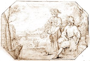 The Four Seasons: Summer - Reaping, cca 1675 (pero a sépiový inkoust na papíře) od Netherlandish School