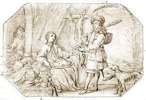 The Four Seasons: Winter – The Return from Hunting, cca 1675 (pero a sépiový inkoust na papíře) od Netherlandish School