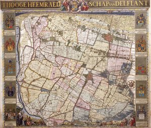Nástěnná mapa Delftlandu, 1712 od Netherlandish School
