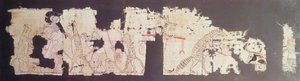 Satirický papyrus zobrazující myš obsluhovanou kočkami (papyrus)