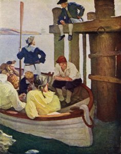 Ilustrace k filmu Uneseni od Roberta Louise Stevensona (barevné lito) od Newell Convers (after) Wyeth