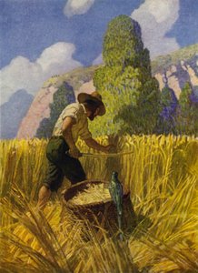 Ilustrace pro Robinson Crusoe (barevné lito) od Newell Convers (after) Wyeth