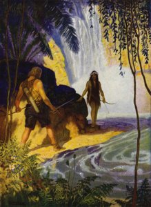 Ilustrace pro Westward Ho! Charles Kingsley (barevné lito) od Newell Convers (after) Wyeth