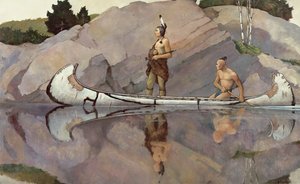 Indiáni na kánoi od Newell Convers Wyeth