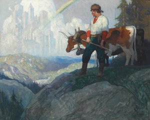 The Pioneer and the Vision, cca 1918 (olej na plátně) od Newell Convers Wyeth