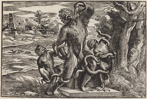 Karikatura skupiny Laocoon od Niccolò Boldrini after Titian