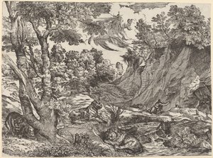 Svatý Jeroným v divočině od Niccolò Boldrini after Titian