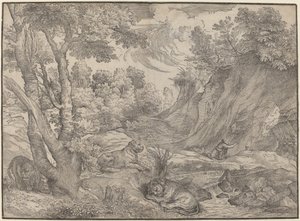 Svatý Jeroným v divočině od Niccolò Boldrini after Titian