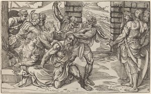 Samson a Dalila od Niccolò Boldrini after Titian