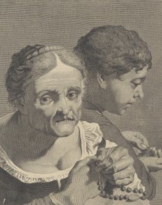 Rubová kopie staré ženy s růžencem a chlapcem počítajícím mince, deska 10 fr..., ca. 1750-90. od Niccolò Cavalli