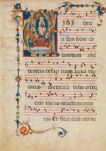 Rukopisný list s Nanebevzetím Panny Marie v iniciále V, z antifonáře, ca. 1340. od Niccolò di ser Sozzo