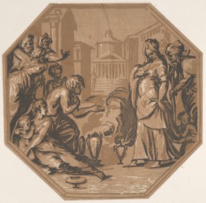 Lidé vzdávající hold kráse Psyche, ca. 1540-50., ca. 1540-50. od Niccolo Vicentino