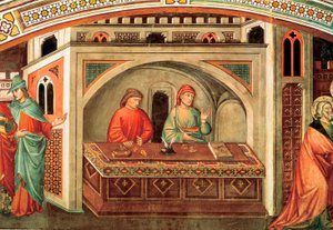 Příběh svatého Matouše, detail fresky od Niccolo di Pietro Gerini, kolem roku 1400