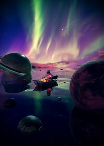 Astronaut pluje pod polární září