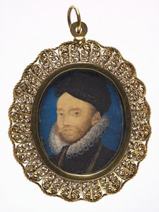 Portrét muže, cca 1590 (bez pergamenu v pozdějším zlaceném kovovém rámu) od Nicholas Hilliard