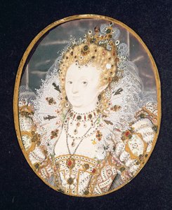Queen Elizabeth I, asi 1595-1600 (wc na pergamenu) od Nicholas Hilliard