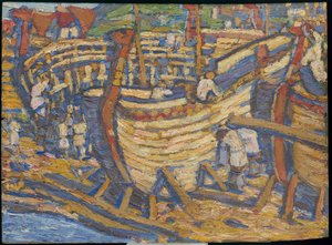Stavba lodí. Skica k obrazu stejného názvu, 1903 od Nicholas Roerich