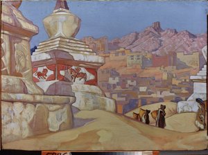 Kurýr štěstí (z apartmá Maitreya). tibetský buddhismus. Dílo Nicholase Roericha (1874-1947), tempera na kartonu od Nicholas Roerich