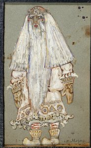 Ded Moroz (dědeček Frost, Santa Claus). Kostýmní projekt ke hře Sněhurka Alexandra Ostrovského (1823-1886). Dílo Nicholase Roericha (1874-1947), tempera na papíře od Nicholas Roerich