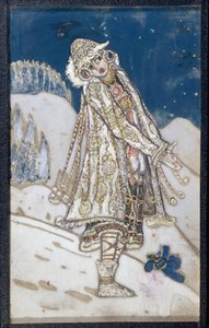 Kostýmní projekt pro hru La demoiselle des neiges Alexandra Ostrovského (1823-1886). (Návrh kostýmů pro divadelní hru Sněhurka od A. Ostrovského). Dílo Nicholase Roericha (1874-1947), tempera na papíře od Nicholas Roerich