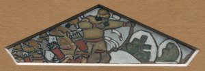 Náčrt pro trojúhelníkovou výzdobu nejvíce vlevo na majolikovém vlysu „Northern Life“, 1905 od Nicholas Roerich