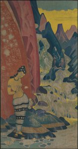 Píseň vodopádu, dekorativní panel, série "Dreams of Wisdom", 1920 od Nicholas Roerich