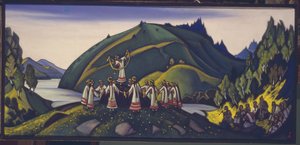 Scénografie k baletu Svěcení jara Le Sacre du Printemps I. Stravinského, 1945 od Nikolai Konstantinowitsch Roerich