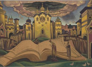 Golubinaya Kniga (Kniha holubice, le livre de la colombe) par Roerich, Nicholas (1874-1947). Tempera na plátně, rozměr : 73,5x101,5 od Nicholas Roerich