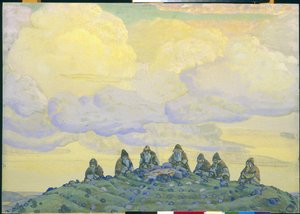 Velká oběť: dekorace pro balet „Svěcení jara“ od Igora Stravinského, 1910 od Nicholas Roerich
