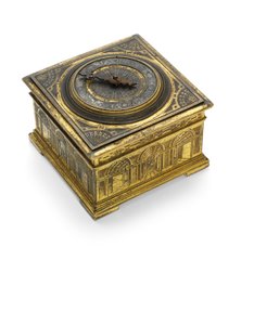 Ryté výrazné horizontální stolní hodiny Alžběty I., kolem 1590-1600 od Nicholas Vallin