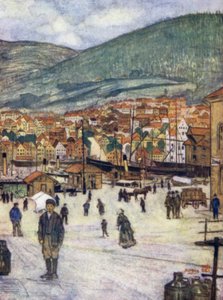 Norsko: Bergen (barevné lito) od Nico Jungman