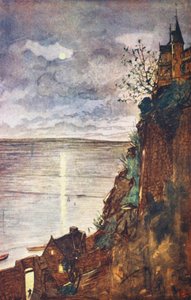 Vstup na Mont St Michel (barevná litografie) od Nico Jungmann